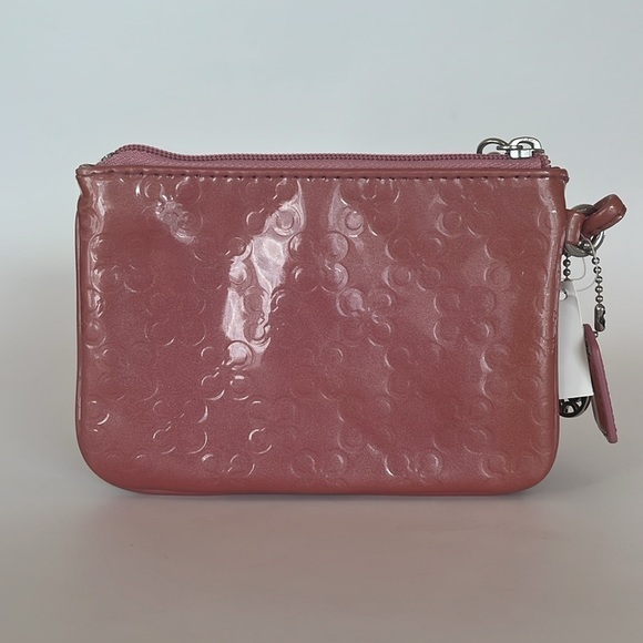 Coach Patent Leather OP Art Embossed Small Wristlet - Pink - Picture 2 of 5